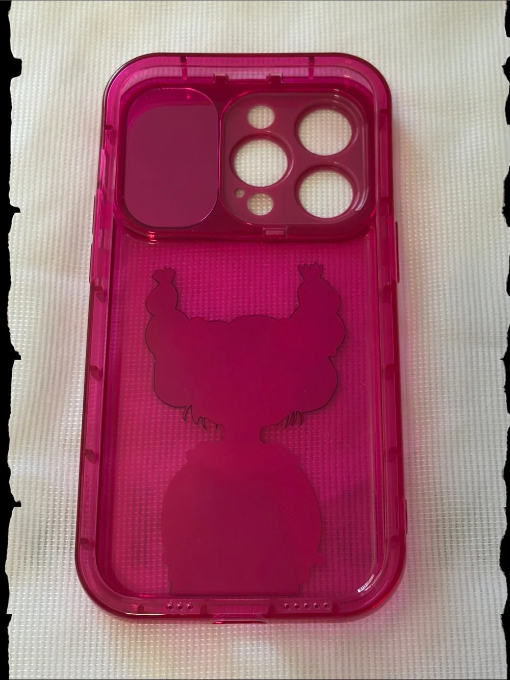 Hot Pink Cartoon Girl Protective iPhone 14 Pro Case with Mirror